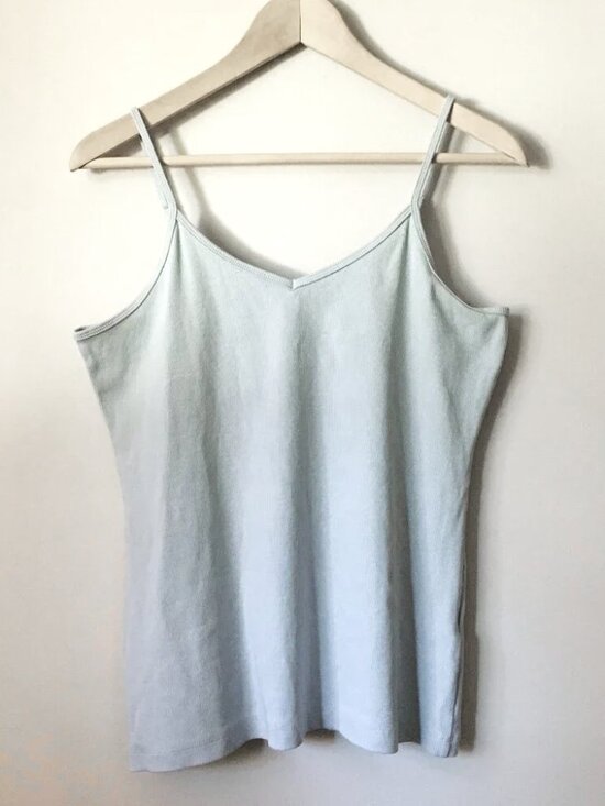 Ricki's Tops - Ricki's Ice Blue Ribbed V-Neck Cotton Camisole Adjustable Straps